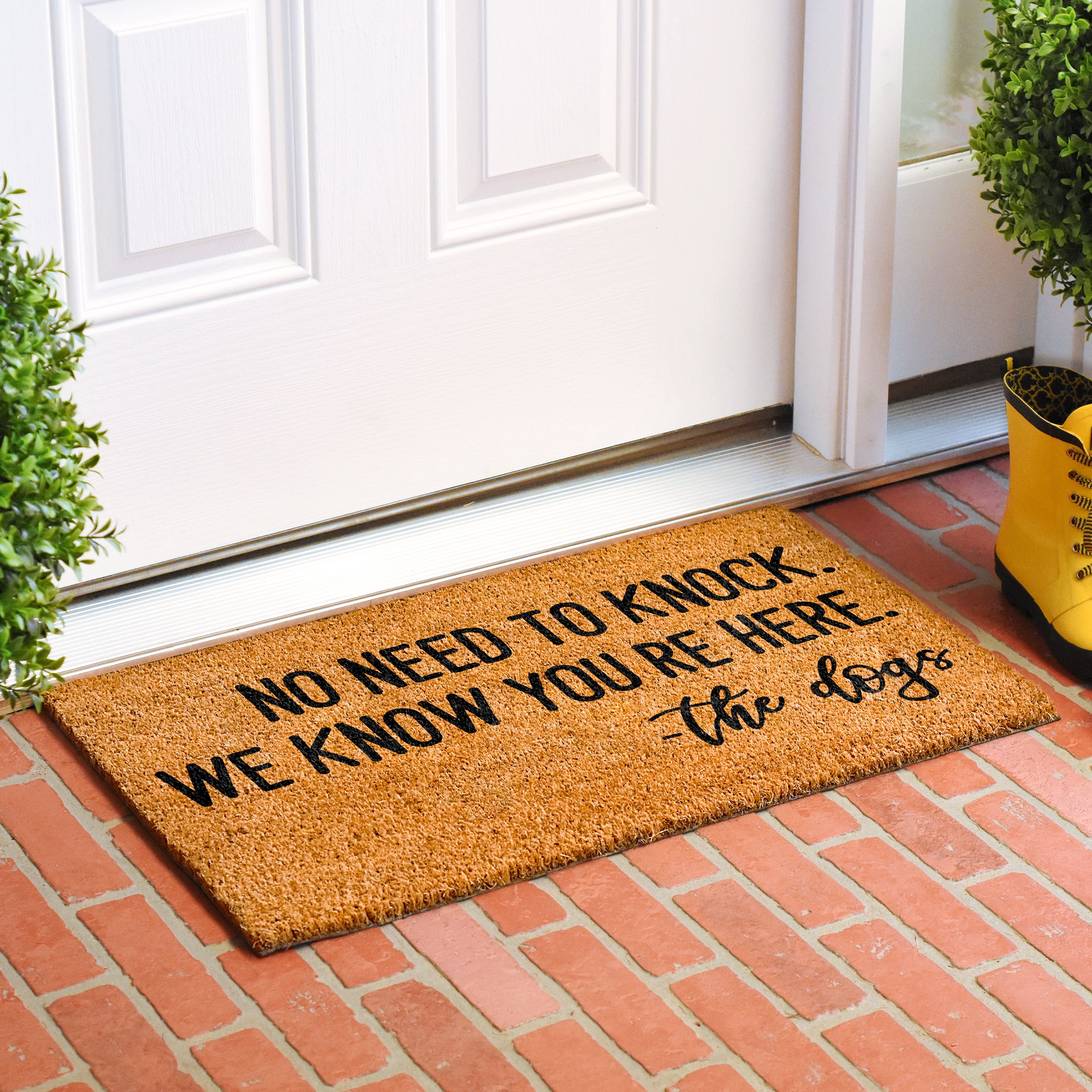 Calloway Mills 107872448 No need to knock we know you're here Doormat 24" x 48"
