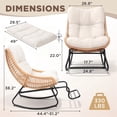 thumbnail image 5 of Tappio 2 Piece Rocking Papasan Chair with Adjustable Footrest, Outdoor Egg Rocking Chair with Thick Cushion and Steel Frame, Oversized Papasan Lounge Rocker for Garden, Porch, Living Room, Beige, 5 of 7