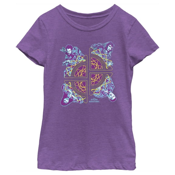 Girl's Marvel Doctor Strange in the Multiverse of Madness Fractured Group Shot Graphic Tee Purple Berry Medium