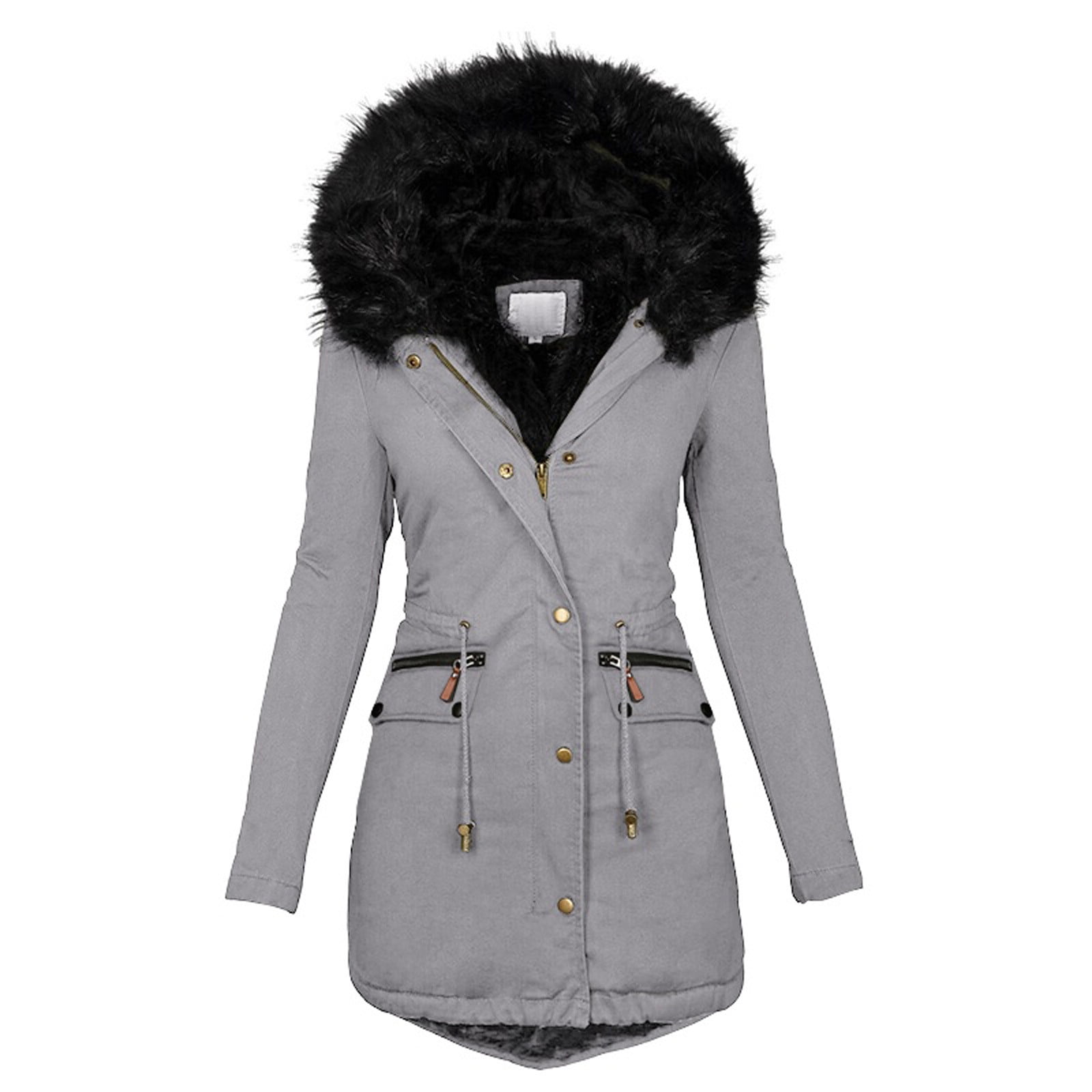 Women Down Coat Hood Thicken Warm Outwear Winter Outdoor Overcoat Fur Collar 