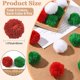 thumbnail image 2 of 24 bolas navideñas de lana de 3 colores (rojo, blanco y verde), 3,8 cm, suaves y esponjosas, con pompones decorativos., 2 of 7