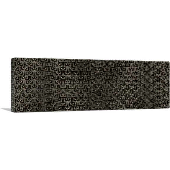 ARTCANVAS Art Deco Yellow Circles on Panoramic Canvas Art Print - Size: 36" x 12" (0.75" Deep)