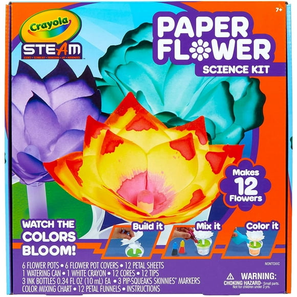 Crayola Paper Flower Science Kit, Flores que cambian de color, Regalo para niños de 7, 8, 9, 10 años