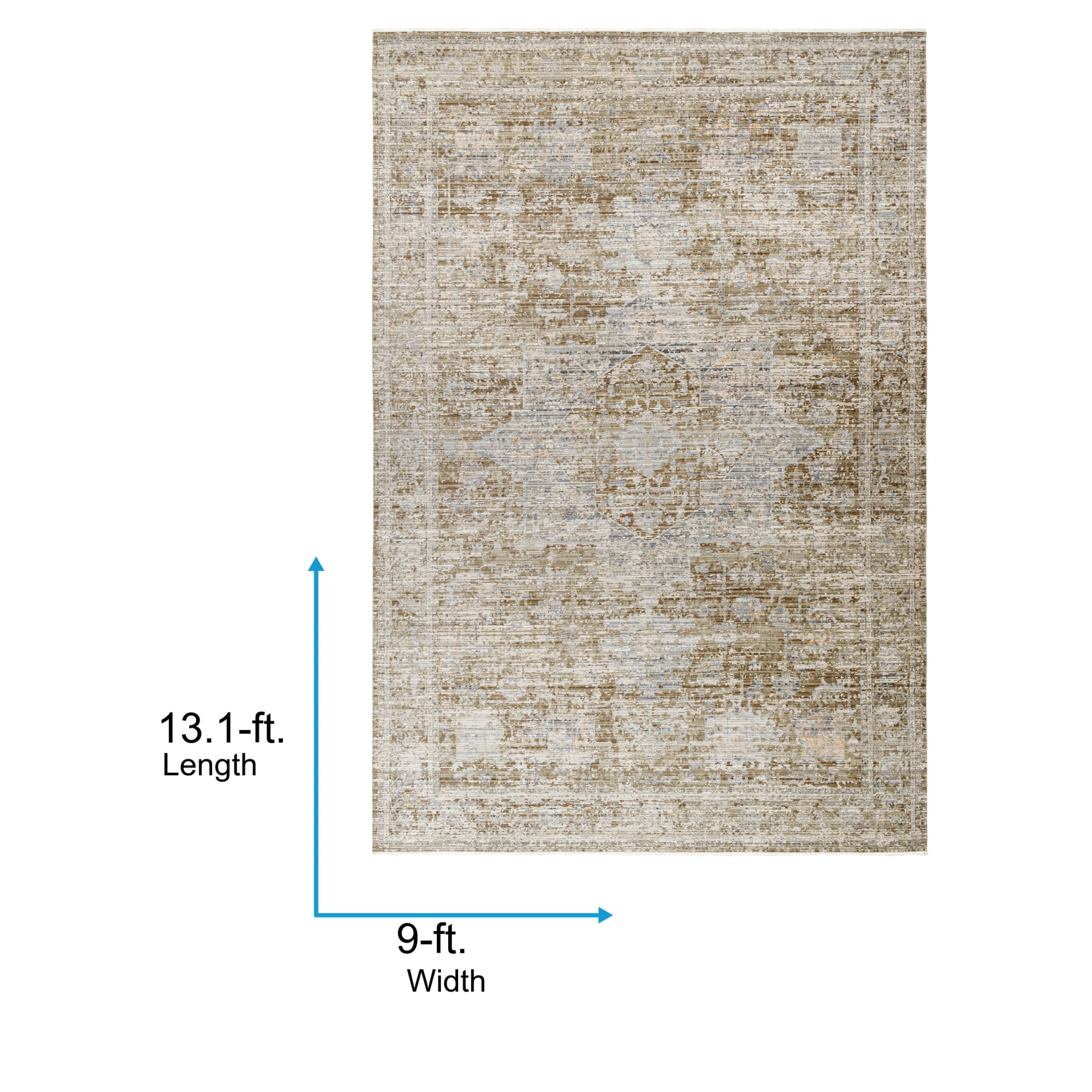 Livabliss x Becki Owens Margaret Medallion Washable Area Rug,9' x 13'1",Taupe/Brown