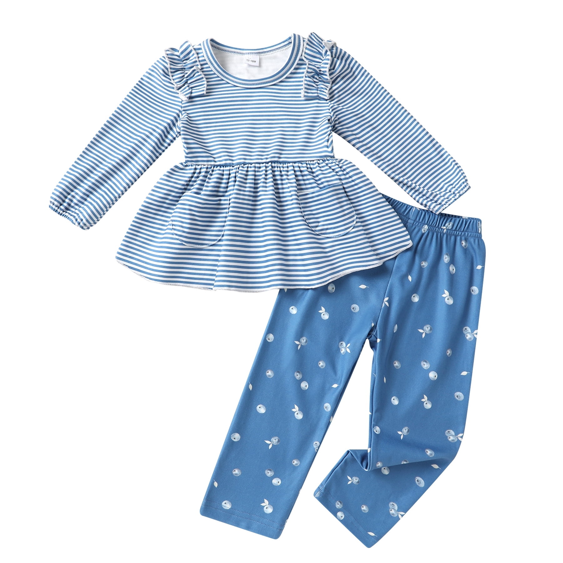 Younger Tree Toddler Girl Clothes Baby Fall Winter Crew Neck Long Sleeve Dress Top Pants 2-piece Set for 3-4T