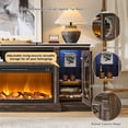 thumbnail image 3 of FlowSun Farmhouse TV Stand with 36'' Electric Fireplace, LED Entertainment Center with Crescent Roman Arched Glass Doors for 80'' TV,Dark Rustic Oak, 3 of 7