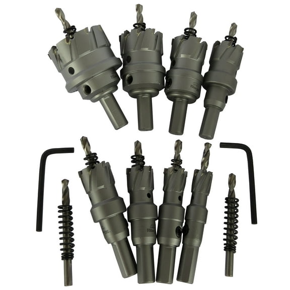 8 Piece Carbide Tipped Hole Cutter Set with 1" Depth of Cut, Sizes 5/8" - 2"