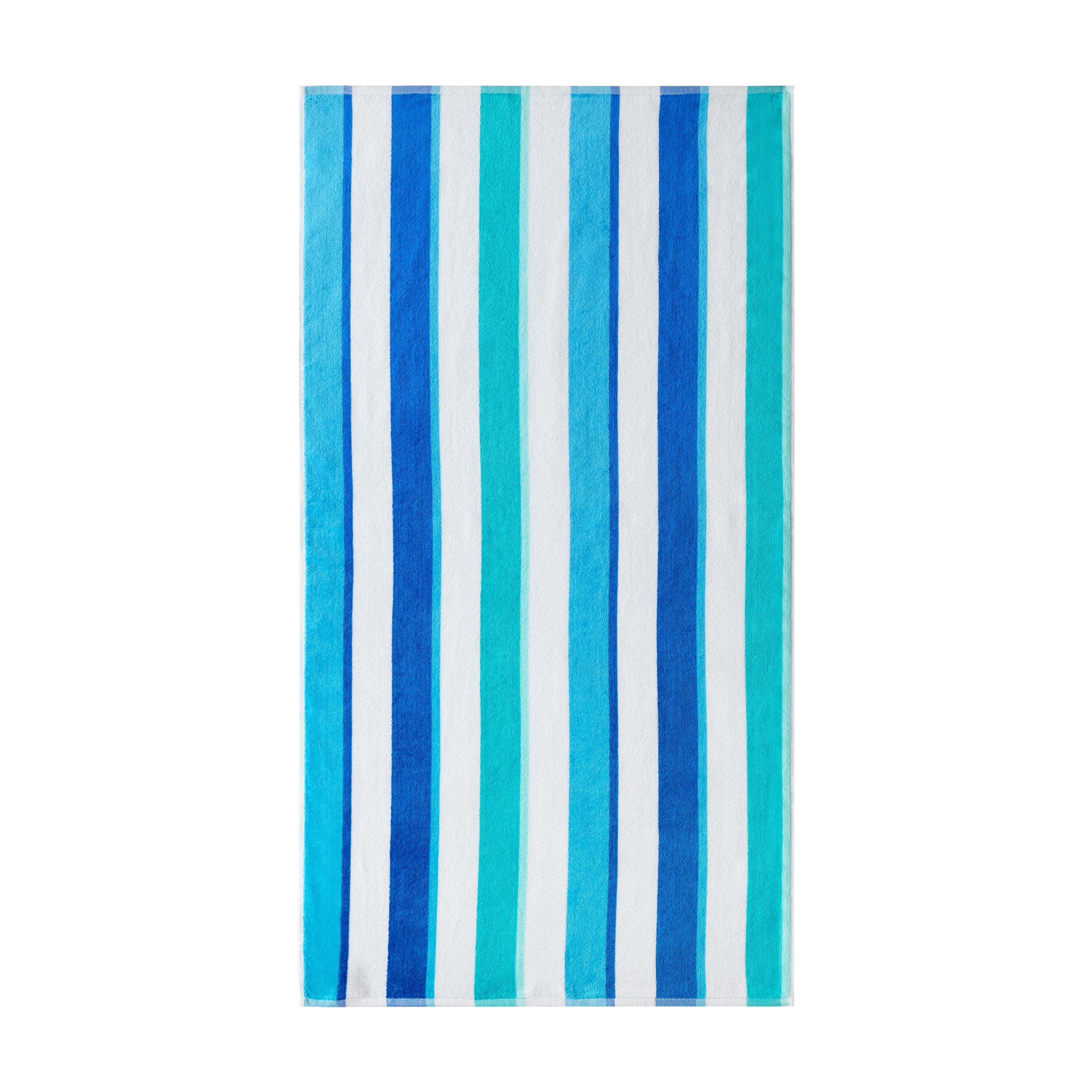 Mainstays Cotton Blend 2 Pack Blue Fronds and Stripes Beach Towels, 28" X 58"