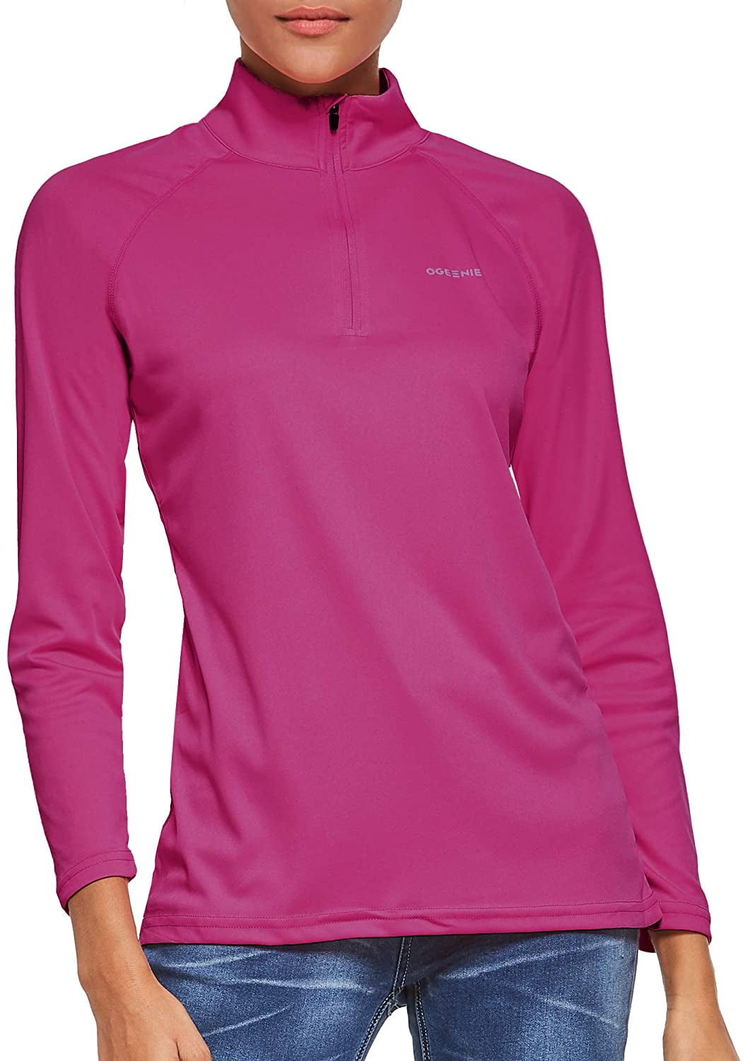 UV Sun Protection Outdoor 1/4 Zip Pullover Ogeenier Womens Long Sleeve Running Top Sport Shirts UPF 50 