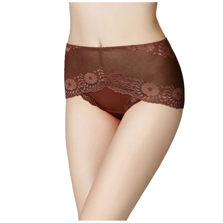 Kayannuo Cotton Underwear For Women Back to School Clearance Sexy Ladies  Transparent Lace Panties Big Size Cotton Hollow Breathable Quality Coffee