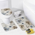thumbnail image 4 of 4 Pcs Shower Curtain Set Bath Mat U-Shaped Floor Mat Toilet Lid Oval Rug Watercolor Flowers in Beige And Blue Waterproof Personality Pattern Bath Curtain Vintage Floral Decorative for Bathtub Decor, 4 of 8