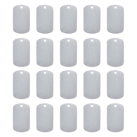 Etiquetas en blanco de metal para estampado, etiquetas en blanco de perro de plata para grabado DIY, etiquetas de identificación para mascotas, etiqueta colgante, 20 piezas