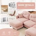 thumbnail image 5 of 3 Seat Modular Sectional L Shaped Couch With Ottoman,Deep Seat Sofa with Pillow,Cloud Couch with Premium Chenille Fabric,Tufted Cushion Backrest Design,Easy Install,for Bedrooms,Living Rooms,Pink, 5 of 7