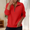 thumbnail image 6 of Sweaters for Women Soft Warm Quarter Zip Sweater Casual Loose Long Sleeve Pullover Tops Fall Winter Clothing Red 2XL, 6 of 7