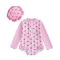thumbnail image 1 of Toddler Girls Rash Guard Swimsuits Cartoon Sun Protection Long Sleeve Bathing Suits for Girls 12-18 Monthss, 1 of 4