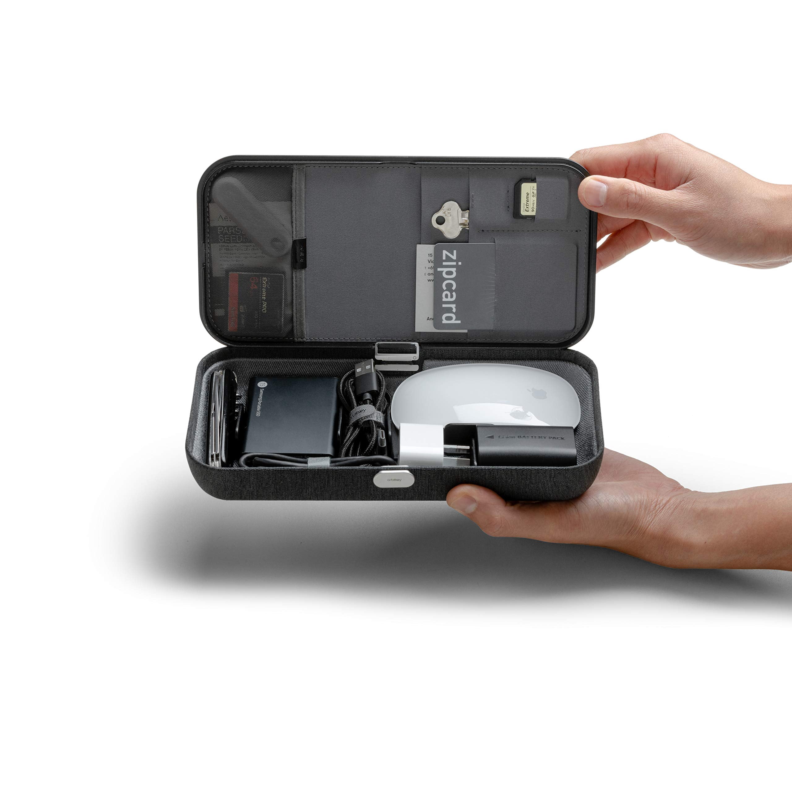 Orbitkey Nest | Portable and Customizable Desk Organizer Case with an In-Built Wireless Charger | Movable Dividers | Black