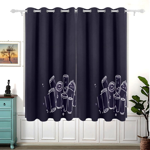 Cups Collection Pattern Thermal Blackout Curtains 63x55 Inch 2 Panels Grommet Window Drapes for Bedroom Living Room