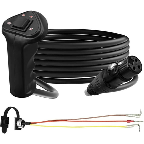 3-Pin Female Winch Hand Remote Controller Fit for 12000LB Winch ATV UTV Trailer, with 3Pin Male Plug Control Socket
