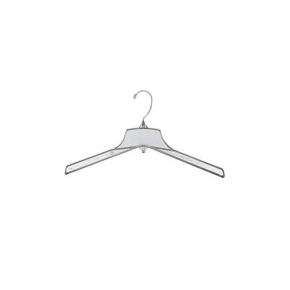 SSWBasics Break-Resistant 17 inch Clear Plastic Coat Hangers- Case of 100