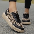 thumbnail image 2 of Womens Leopard Print Casual Flat Shoes Low Top Lace Up Sneaker Everyday Walking Footwear, 2 of 8
