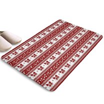 Red Christmas Knitted Pattern Flannel Non Slip Door Rugs,Washable Door Mats Indoor,Decorative Door Mats,Dirt-Resistant and Absorbent Doormat for Entrance,Bedroom,Kitchen,Bathroom,23.5x16in(60x40cm)