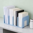thumbnail image 6 of 4-compartment Desktop Book Holder Organizer, Sturdy Metal Book Stand, Desk Storage Rack for Books Notebooks Magazines, Neat Office Supply Organizer, 10.2*4.7*4.13in, Blue, 6 of 6