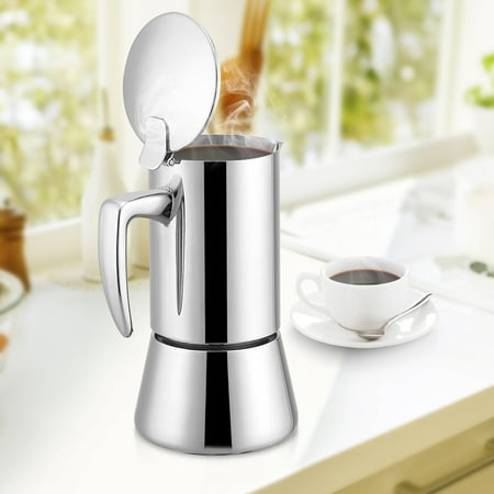 200ml Stainless Steel Moka Pot Espresso Coffee Maker for Gas & Electric Stovetop  ,Coffee Pot, Moka