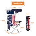 thumbnail image 2 of Portable Folding Camping Chairs with Canopy Shade, Beach Chair for Adults, Durable Weather Resistant 600D Cloth, Camping Chair with Canopy for Outdoors [Flag], 2 of 7