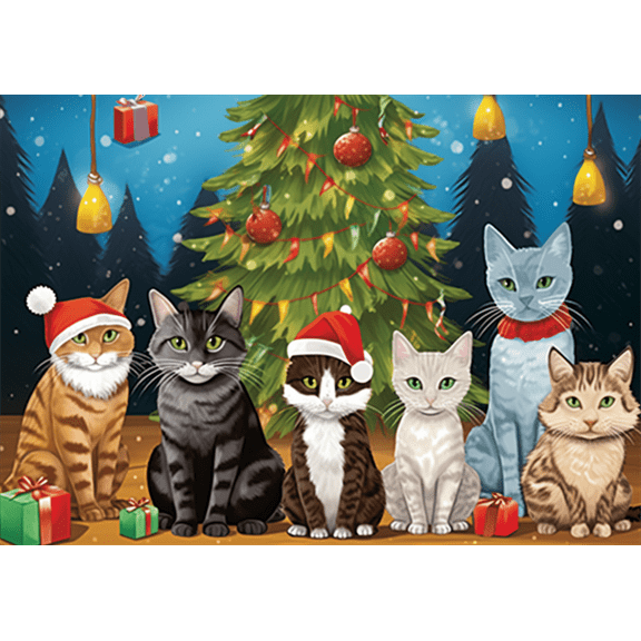 puzzles for adults 200 pieces for adults Kitten cats Christmas tree Formation wooden Challenging Puzzle Perfect for Game Night 13.9'' x 9.8''