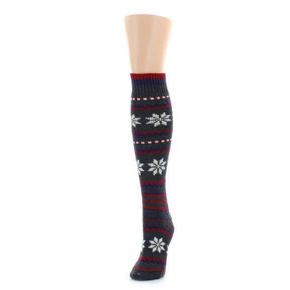 MeMoi Flaketion Knit Knee High Flower Socks - Womens - Female, One Size, Brown