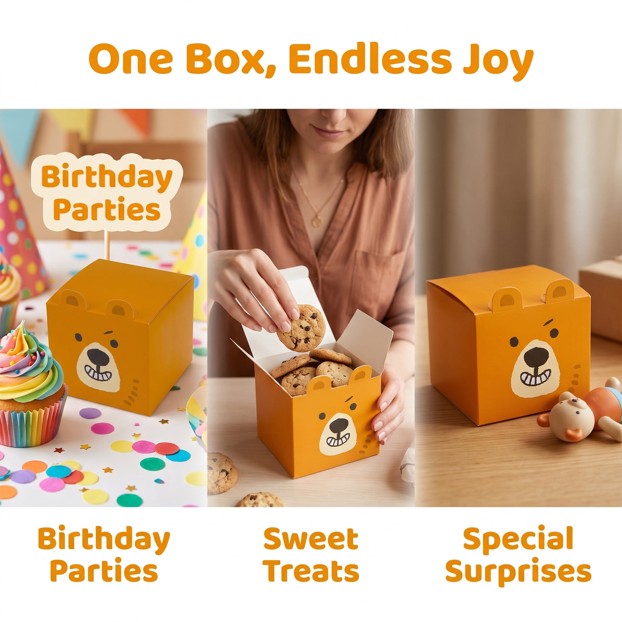 Unique Bargains 10Pcs Flat Packed Folding Animal Shapes Gift Boxes Brown 3.5"x3.5"x3.5"
