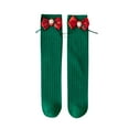 thumbnail image 2 of THDHVS Kids Socks,Girls Socks,Kids Christmas Socks with Santa Print and Bow Detail Soft Mid-Crew Height Festive Socks for Holiday Parties and Gift Giving Season Green Free Size, 2 of 4