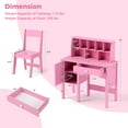 thumbnail image 3 of Gymax Kids Study Desk & Chair Set Children Wooden Craft Table w/ Chair & Hutch Pink, 3 of 9