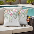 thumbnail image 4 of Spring Flowers Outdoor Waterproof Pillow Covers, Colorful Botanical Floral Leaves Vines Decorative Square Throw Pillowcase Sofa Cushion Sham for Patio/Couch/Chair, 16"x16" 2 Pack, 4 of 8