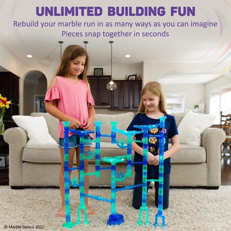 Marble Genius Marble Run Set - 130 Delen (80 Bouwstukken + 50 Glazen Knikkers) | Doolhof & Racebaan Voor Kinderen 4-8+