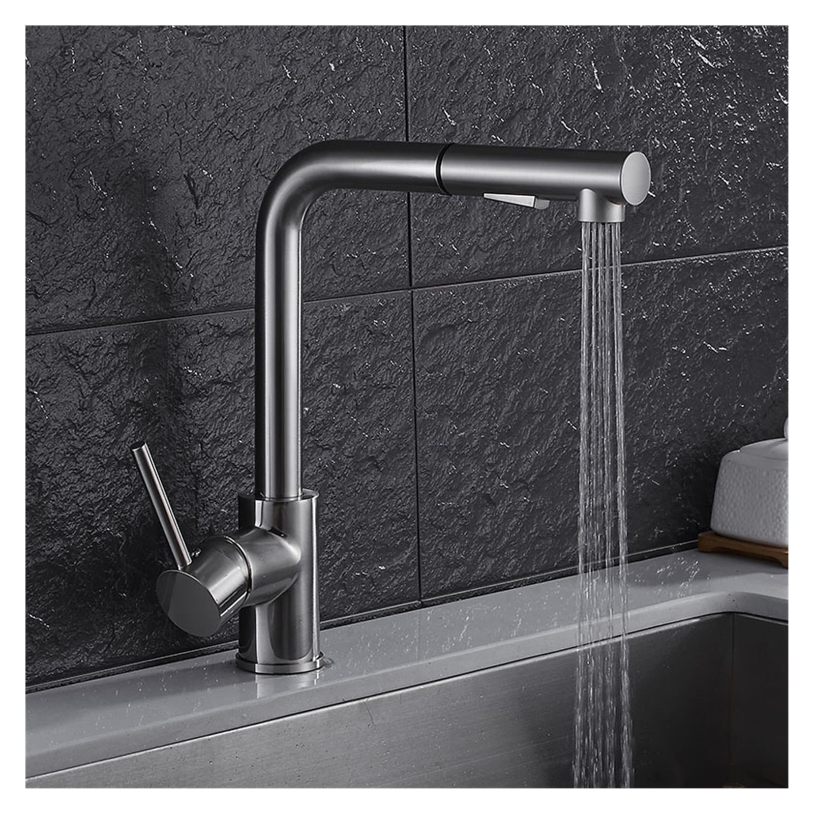 Swiveling Kitchen Faucet Brass Brushed Nickel High Arch Kitchen Sink Faucet Pull Out Rotation Spray Mixer Tap ,360° Swivel Spout