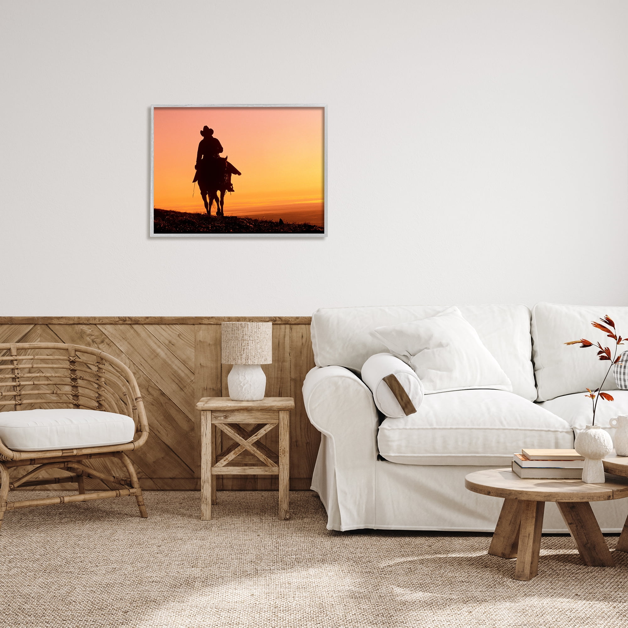 Stupell Indtries Woman Riding Horse Silhouette Southwestern Sunset Landscape,30 x 24,Design by J.C. Leacock