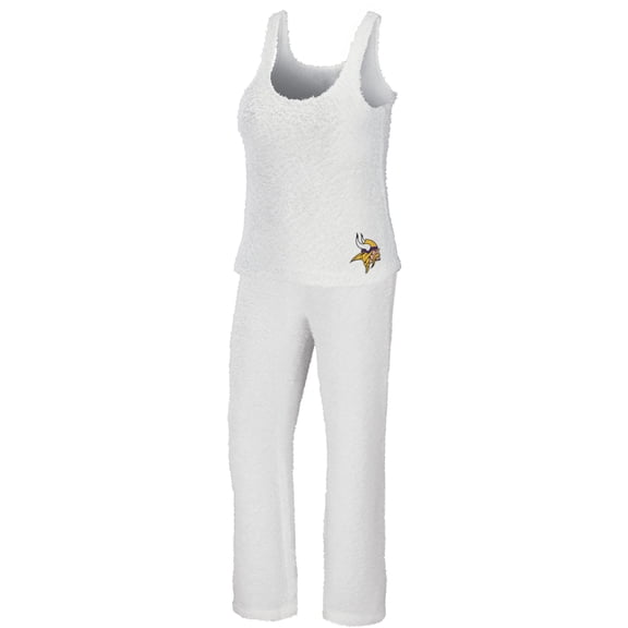 Women's WEAR by Erin Andrews Cream Minnesota Vikings Plus Size Cozy Scoop Neck Tank Top & Pants Set