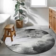 thumbnail image 3 of Gray Ombre Clouds Round Area Rug 3.3Ft Washable Circle Rugs for Dining Room Table, Modern Abstract Art Gradient Cloud Non-Slip Carpet Floor Mats Indoor Outdoor Carpet Runner Aesthetic Home Decor, 3 of 8