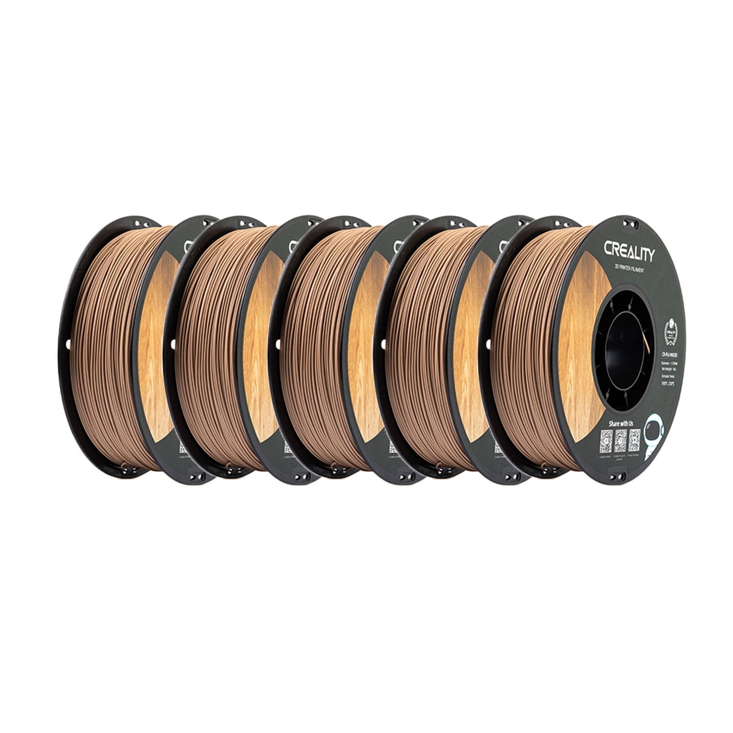 5 Pack Creality CR-PLA Wood Filament 1.75mm Exquisite Wood Texture Environmentally Friendly Materials Low Shrinkage