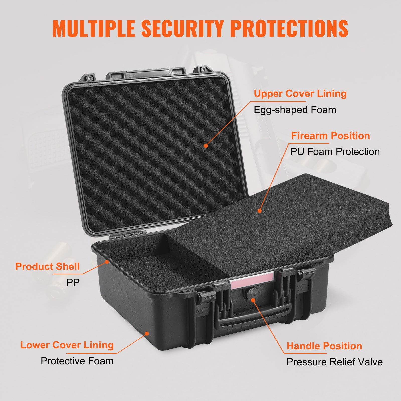 LINJH LINJH Hard Pistol Cases with Pre-cut PU Foam Lockable Pistol Case for 6 Pistol