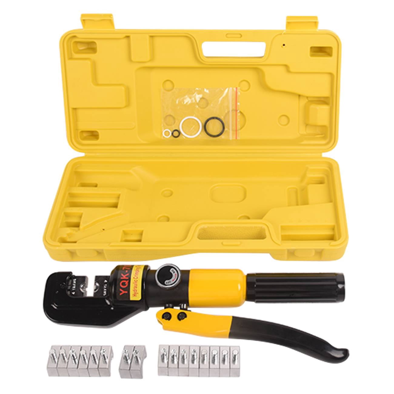 TOPAZ 10T Hydraulic Crimping Tool 12-2/0 AWG Battery Cable Crimping Tool 0.43 inch Stroke Hydraulic Lug Crimper Electrical Terminal Crimper with 8 Pairs of Die Sets