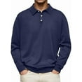 thumbnail image 7 of Men's Casual and Comfortable Solid Color Lapel Long Sleeve Polo Shirt, Men's Cashmere Polo Shirt, 7 of 7