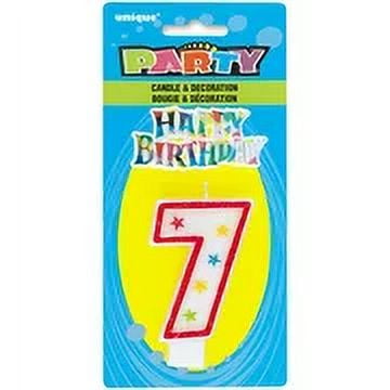 Number 7 Birthday Candle and Cake Topper (Pack of 2)