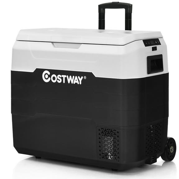 Costway 42 QT Portable Car Refrigerator Dual-Zone Car Cooler White