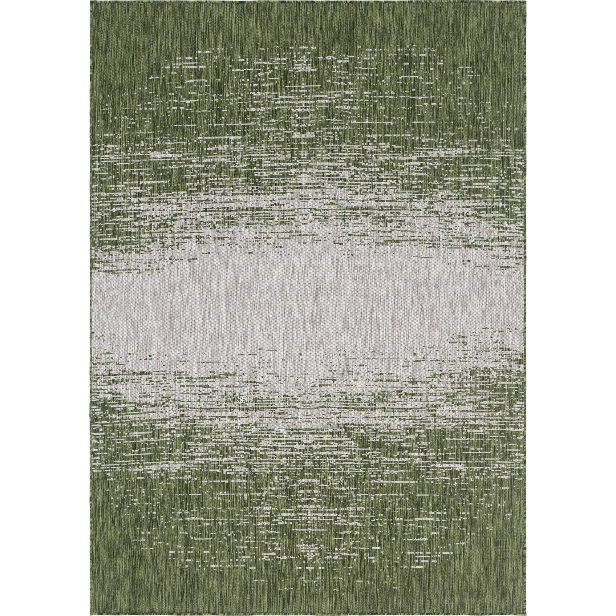 Unique Loom Ombre Indoor/Outdoor Modern Rug Green/Ivory 7' 1" x 10