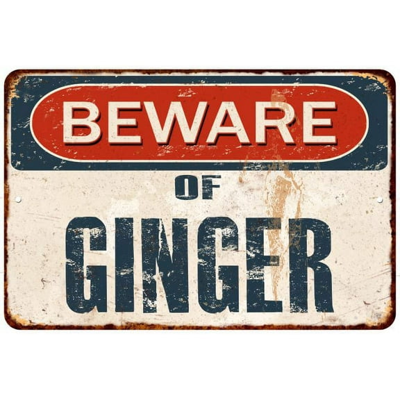 Beware of GINGER Metal Sign Rusty Wall Decor 8x12 108120041753