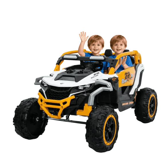 Xuanlur 12V 2 Seater Ride on Toy for Kids, Electric Off-Road UTV Truck w/Remote Control, Battery Powered 4 Wheels Vehicle to Drive with Flashlights, Music, Ride on Car for Kids Ages 3-6, White