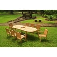 thumbnail image 4 of Grade-A Teak Dining Set: 8 Seater 9 Pc: 118" Double Extension Oval Table And 8 Wave Stacking Arm Chairs Outdoor Patio WholesaleTeak #WMDSWV12, 4 of 4