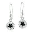 thumbnail image 2 of Cute Crystal Black Daisy Dome Sterling Silver Dangle Earrings, 2 of 4